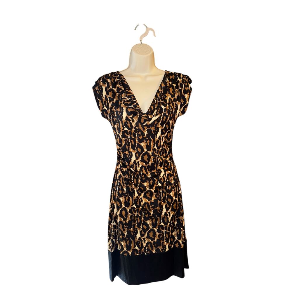 Diane von Furstenberg 100% Silk Leopard Print Sheath Dress Size‎ 4
